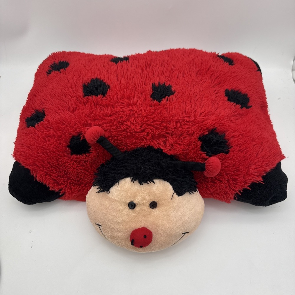 2010 Rare retired Pillow Pet Ladybug Red Black Soft Stuffed Plush Sanitized